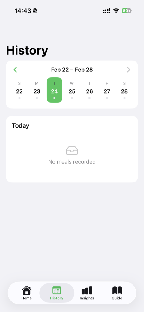 History calendar screen